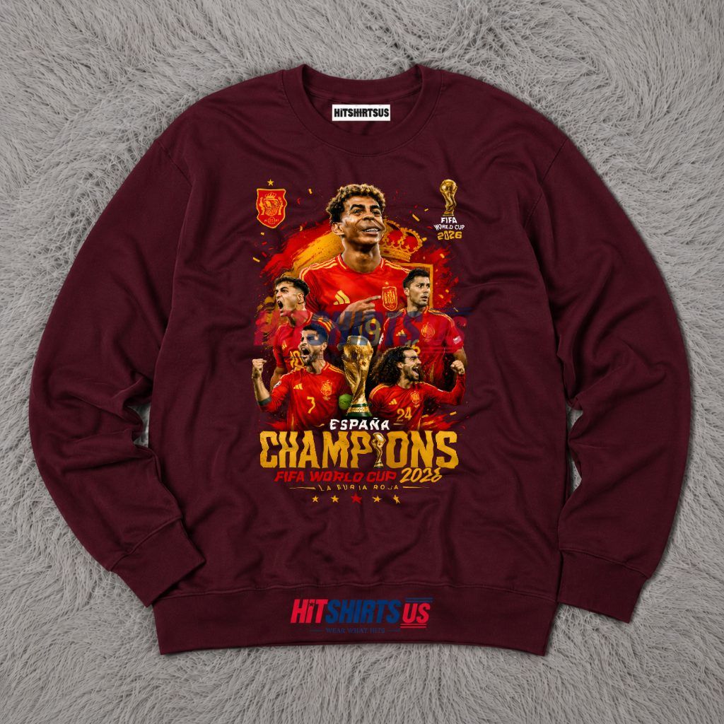 Espana Champions FIFA World Cup 2026 Spain Soccer Long Sleeve Espana Champions FIFA World Cup 2026 Spain Soccer Long Sleeve