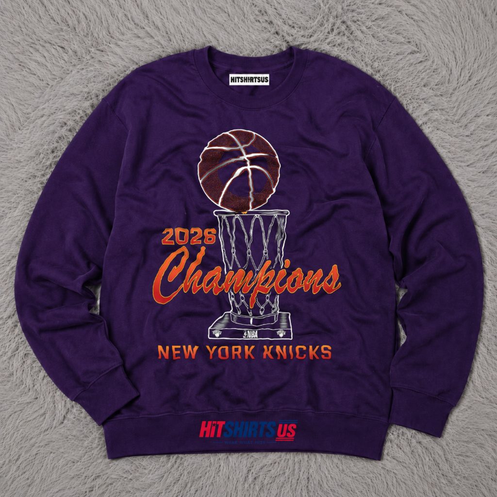 Gold Larry OBrien Trophy New York Knicks 2026 NBA Champions Long Sleeve Gold Larry OBrien Trophy New York Knicks 2026 NBA Champions Long Sleeve