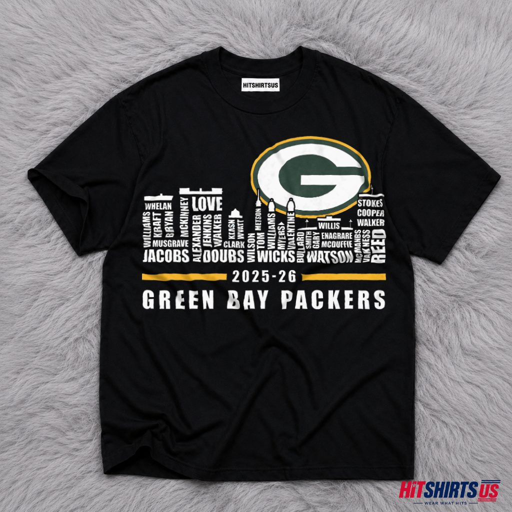 Green Bay Packers 2025 2026 Roster Players Skyline T-Shirt