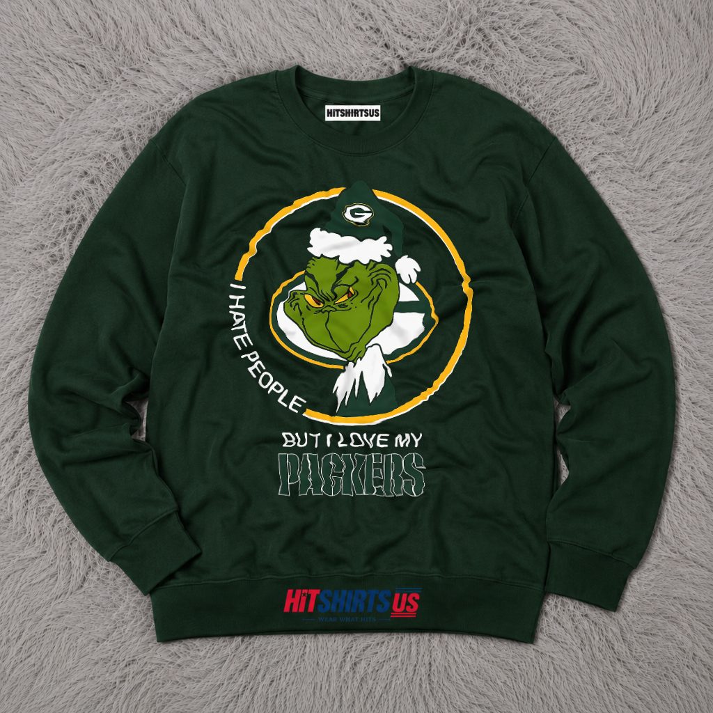 Green Bay Packers Grinch I Hate People Christmas Long Sleeve Green Bay Packers Grinch I Hate People Christmas Long Sleeve