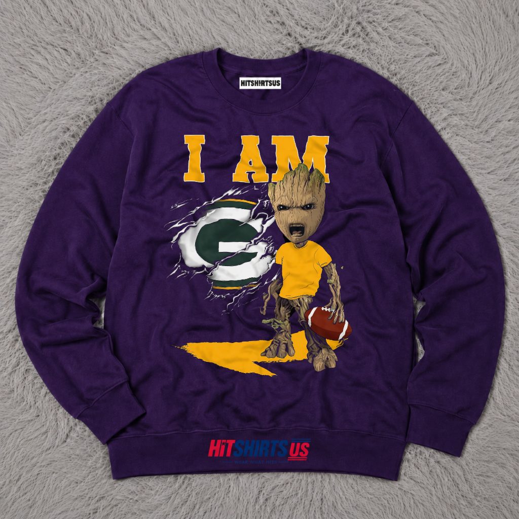 Green Bay Packers I Am Groot Marvel Avengers Long Sleeve Green Bay Packers I Am Groot Marvel Avengers Long Sleeve