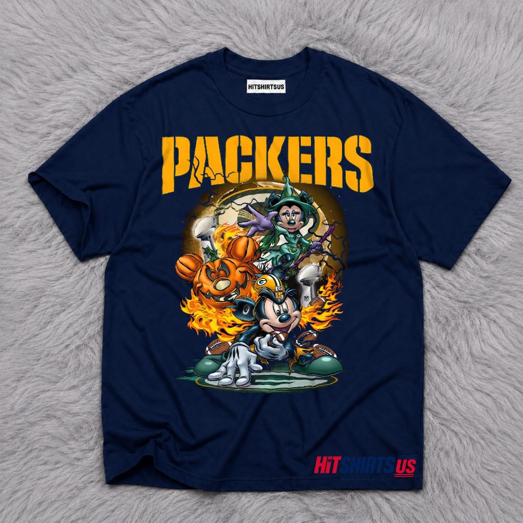 Green Bay Packers Mickey And Minnie Mouse Halloween Pumpkin T-Shirt