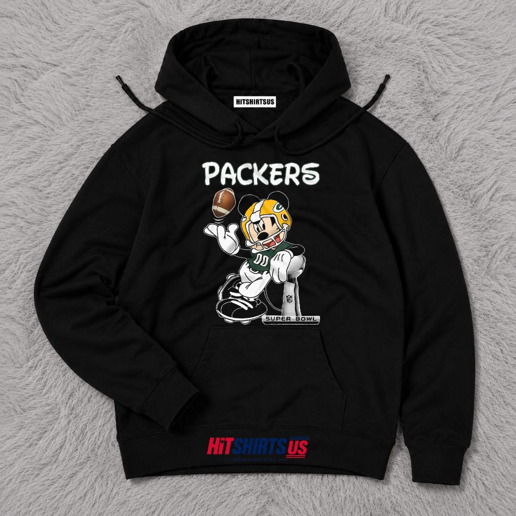Green Bay Packers Mickey Mouse Super Bowl Trophy Hoodie Green Bay Packers Mickey Mouse Super Bowl Trophy Hoodie