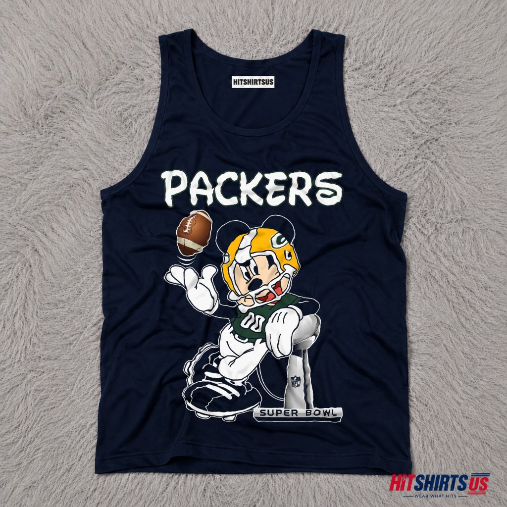 Green Bay Packers Mickey Mouse Super Bowl Trophy Tank Top Green Bay Packers Mickey Mouse Super Bowl Trophy Tank Top