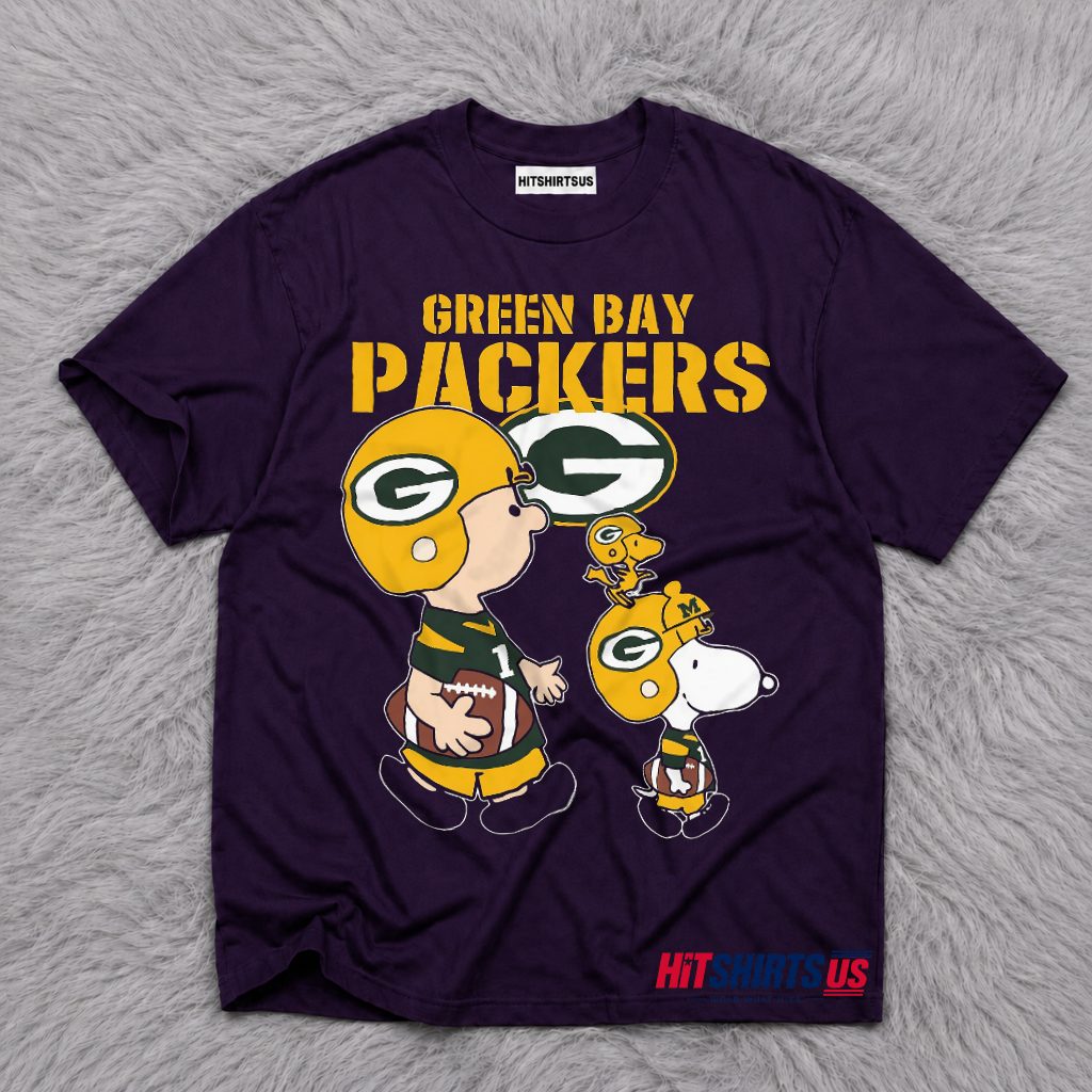 Green Bay Packers Snoopy And Charlie Brown Football T-Shirt