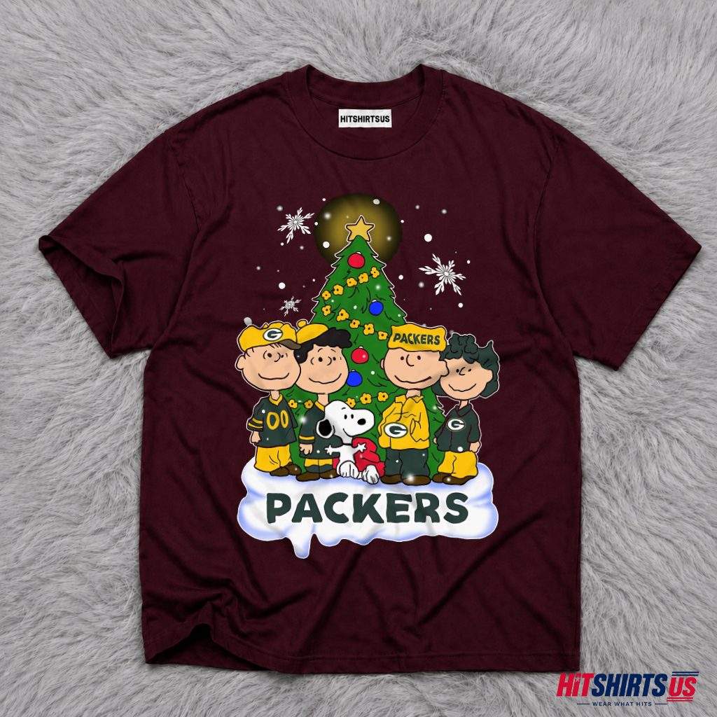 Green Bay Packers Snoopy Charlie Brown Christmas Tree T-Shirt