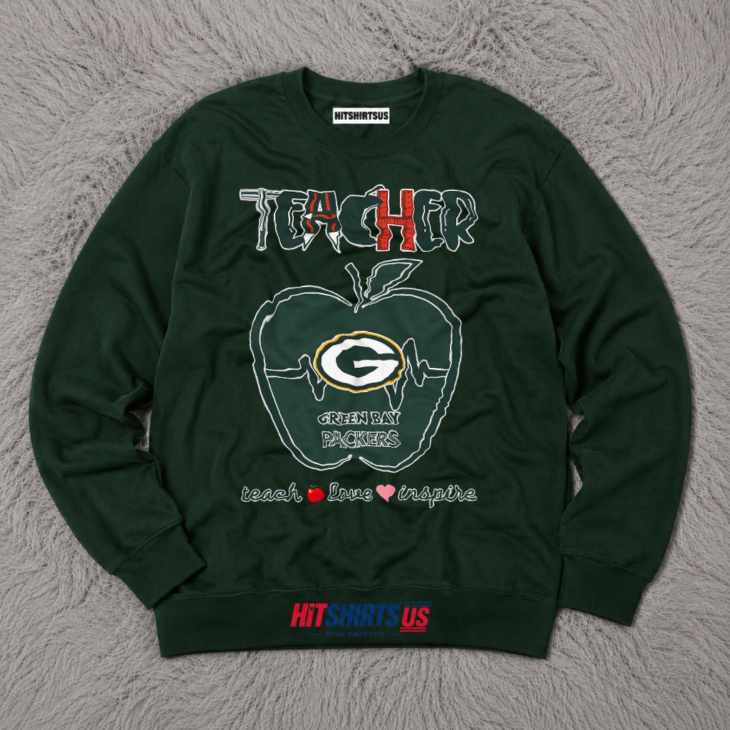 Green Bay Packers Teacher Teach Love Inspire Gift Long Sleeve Green Bay Packers Teacher Teach Love Inspire Gift Long Sleeve