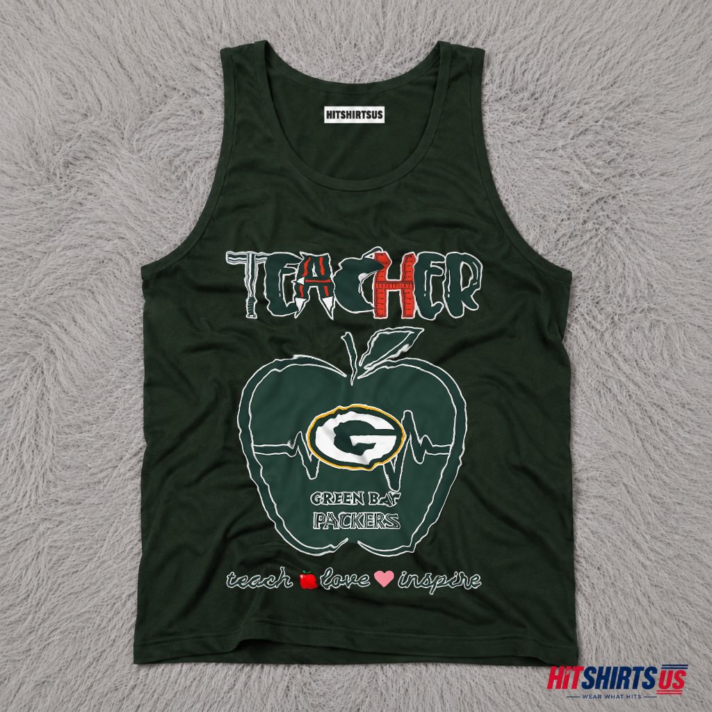 Green Bay Packers Teacher Teach Love Inspire Gift Tank Top Green Bay Packers Teacher Teach Love Inspire Gift Tank Top