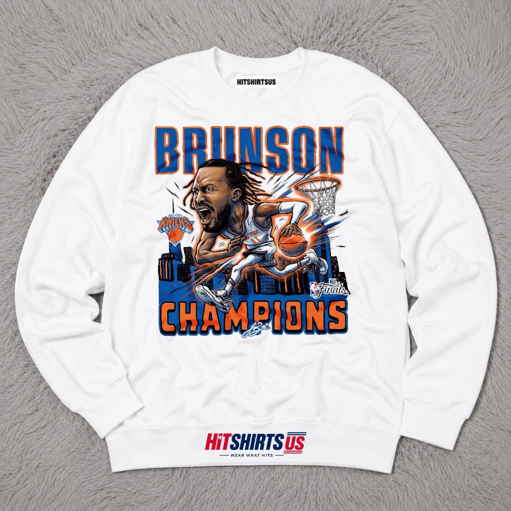 Jalen Brunson New York Knicks 2026 NBA Finals Champions Cotton Long Sleeve Jalen Brunson New York Knicks 2026 NBA Finals Champions Cotton Long Sleeve