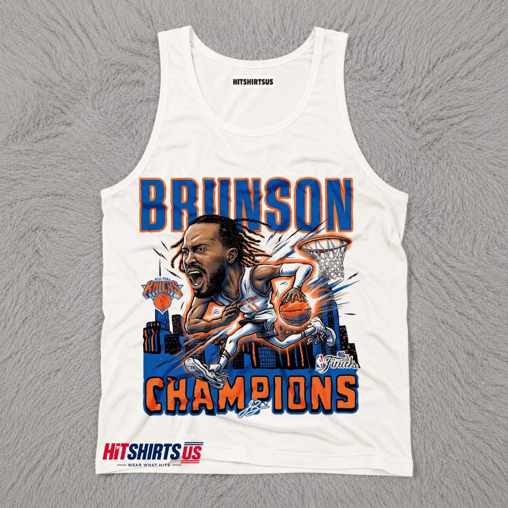 Jalen Brunson New York Knicks 2026 NBA Finals Champions Cotton Tank Top Jalen Brunson New York Knicks 2026 NBA Finals Champions Cotton Tank Top