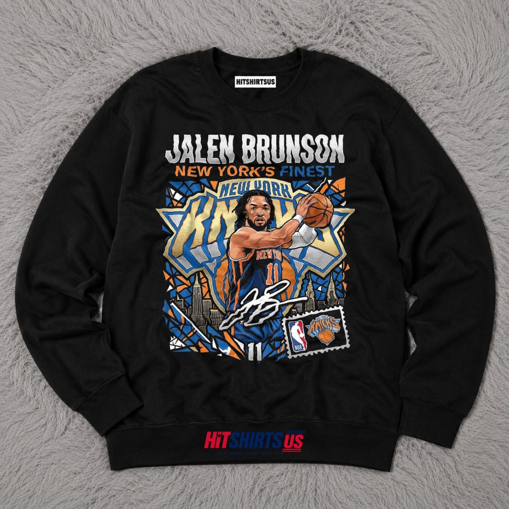 Jalen Brunson New Yorks Finest Knicks Champion Graphic Long Sleeve Jalen Brunson New Yorks Finest Knicks Champion Graphic Long Sleeve