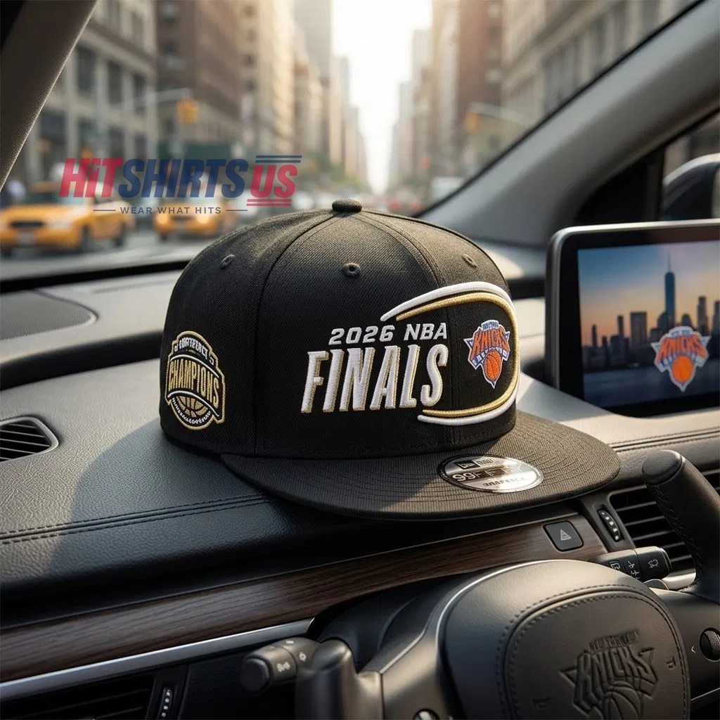 Knicks 2026 NBA Finals Conference Champions Black Snapback Hat 1