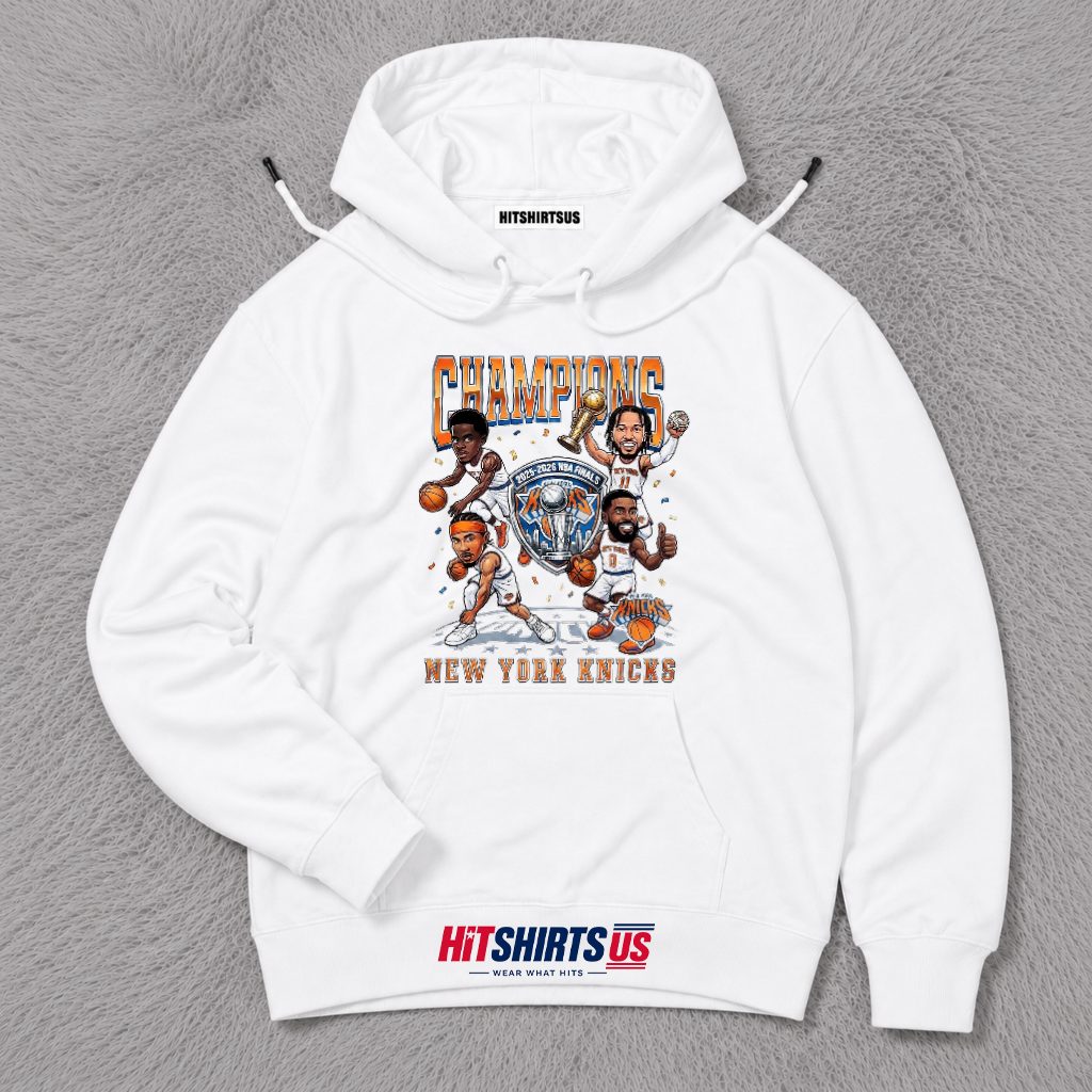 New York Knicks 2025 2026 Finals Champions Trophy Caricature Hoodie New York Knicks 2025 2026 Finals Champions Trophy Caricature Hoodie