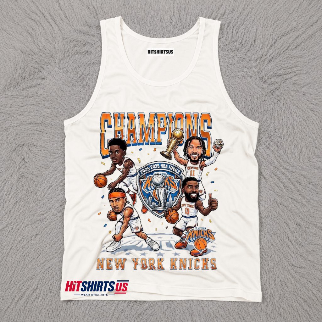 New York Knicks 2025 2026 Finals Champions Trophy Caricature Tank Top New York Knicks 2025 2026 Finals Champions Trophy Caricature Tank Top