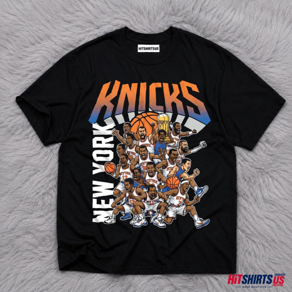 New York Knicks Funny Cartoon Players 2026 Basketball T-Shirt