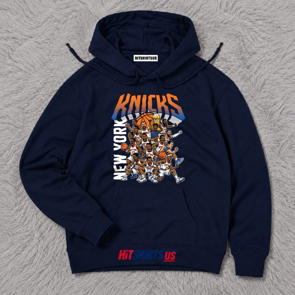 New York Knicks Funny Cartoon Players 2026 Basketball Hoodie New York Knicks Funny Cartoon Players 2026 Basketball Hoodie