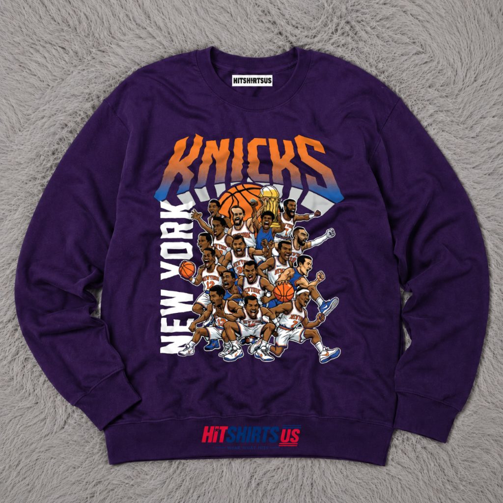 New York Knicks Funny Cartoon Players 2026 Basketball Long Sleeve New York Knicks Funny Cartoon Players 2026 Basketball Long Sleeve