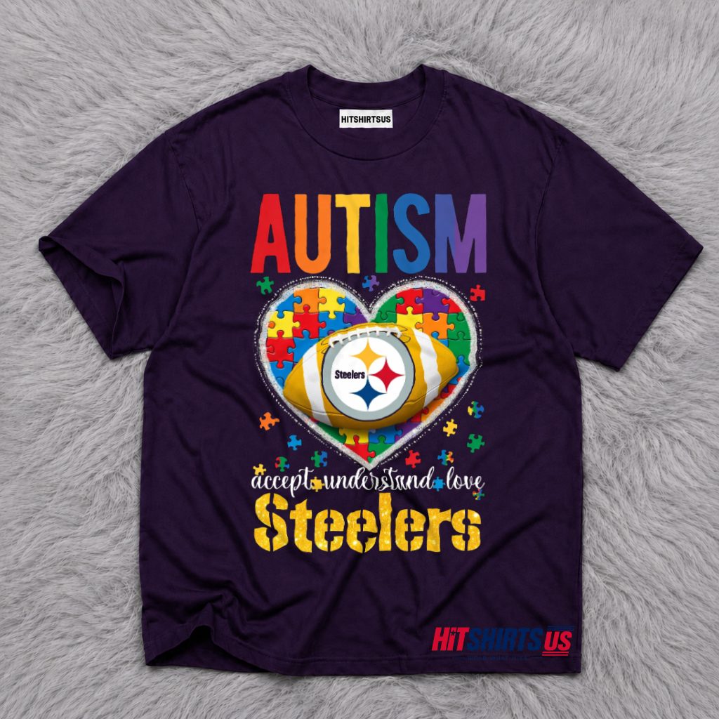 Pittsburgh Steelers Autism Awareness Accept Understand Love Puzzle T-Shirt