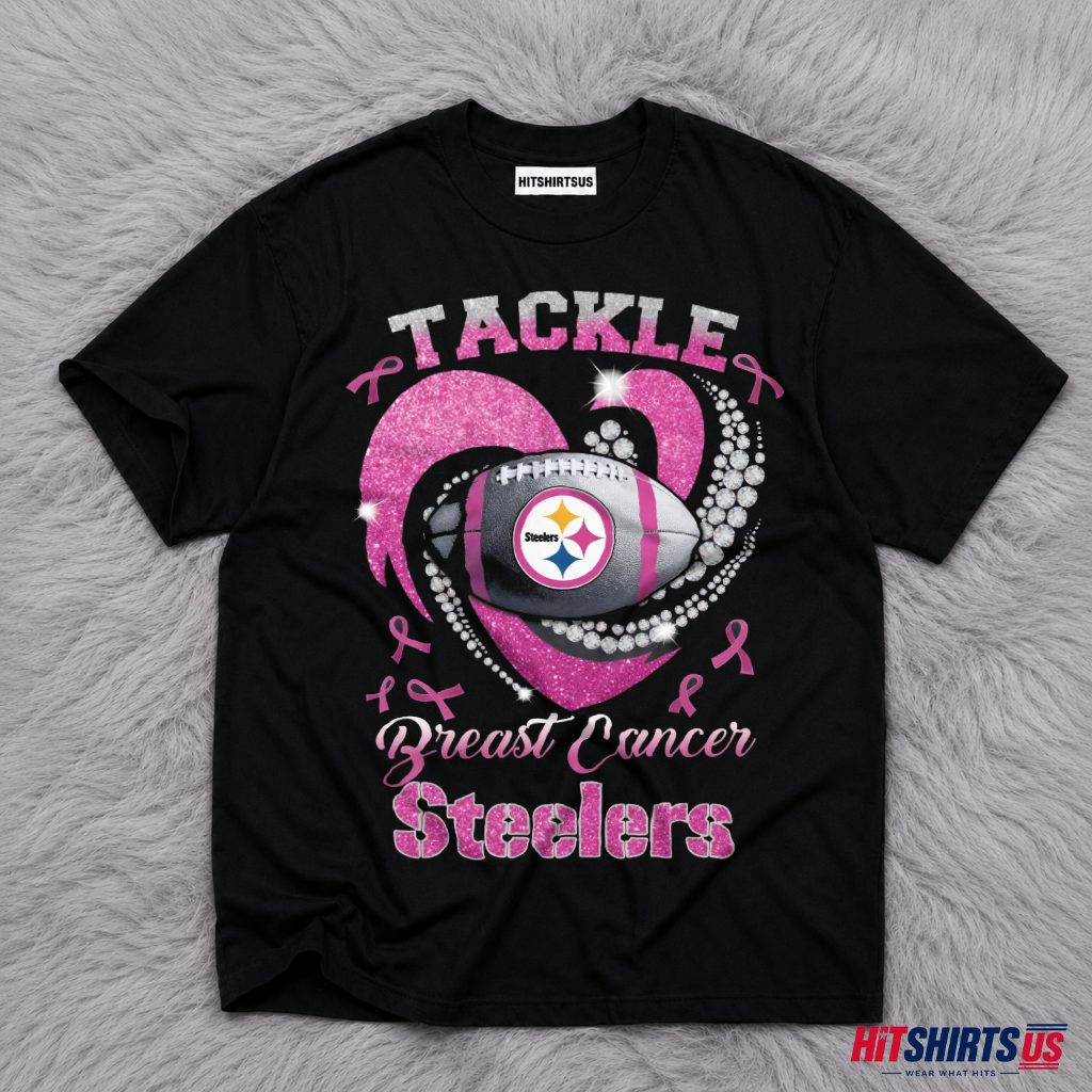 Pittsburgh Steelers Breast Cancer Awareness Tackle Pink Ribbon T-Shirt