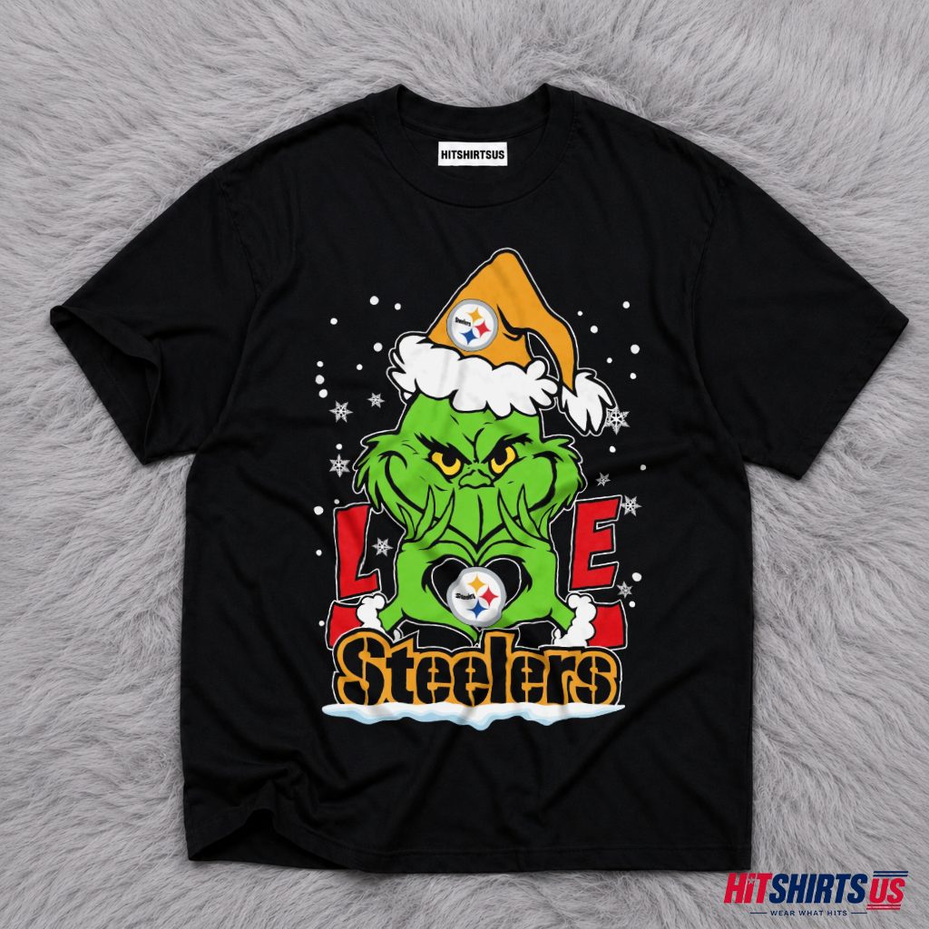 Pittsburgh Steelers Christmas Love Santa Grinch Holiday T-Shirt