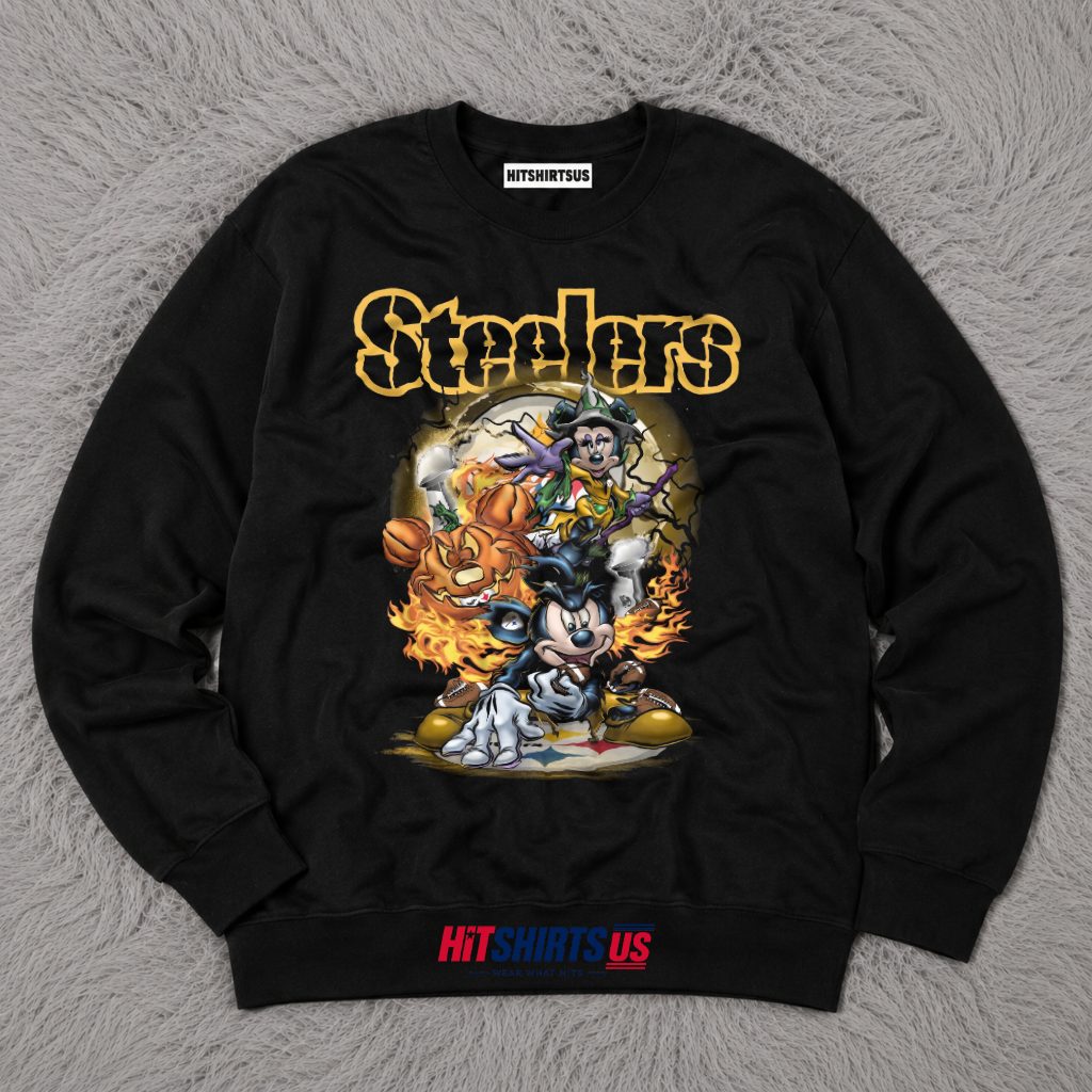 Pittsburgh Steelers Halloween Mickey Mouse Pumpkin Football Long Sleeve Pittsburgh Steelers Halloween Mickey Mouse Pumpkin Football Long Sleeve