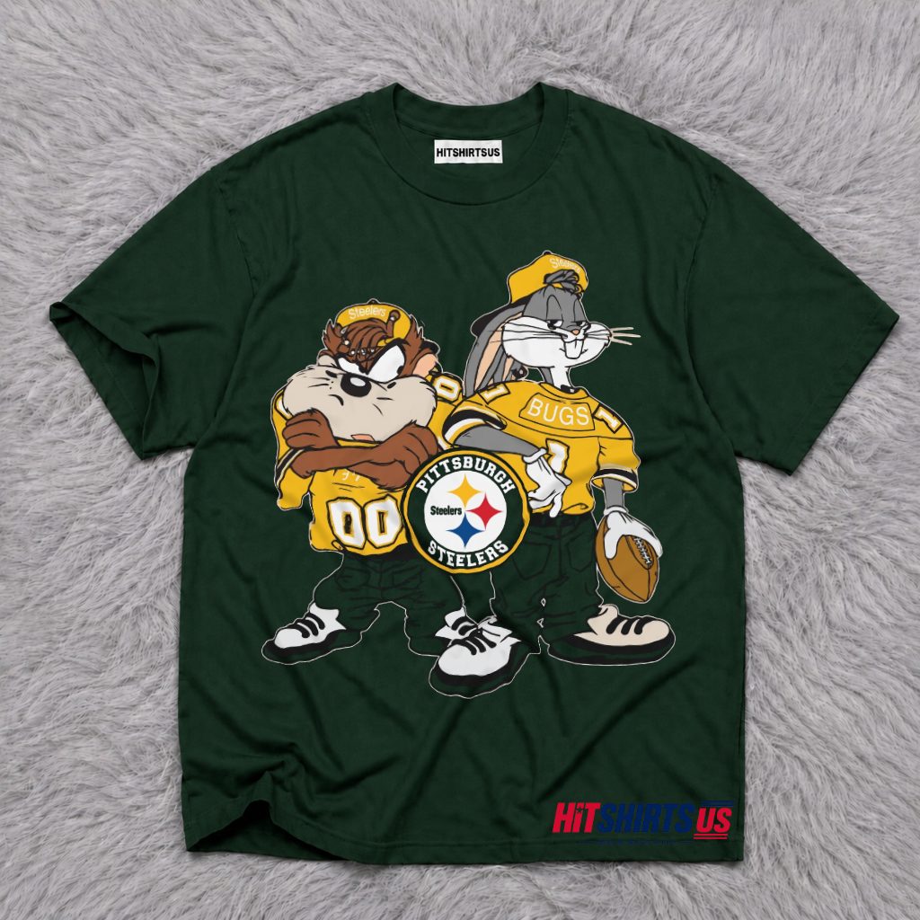 Pittsburgh Steelers Looney Tunes Bugs Bunny Taz Football T-Shirt