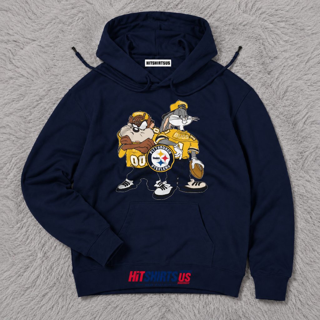 Pittsburgh Steelers Looney Tunes Bugs Bunny Taz Football Hoodie Pittsburgh Steelers Looney Tunes Bugs Bunny Taz Football Hoodie