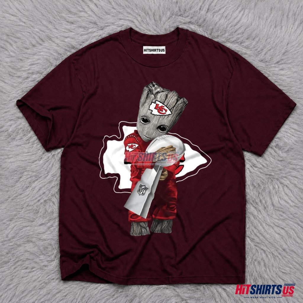 Baby Groot Kansas City Chiefs Championship Trophy T-Shirt