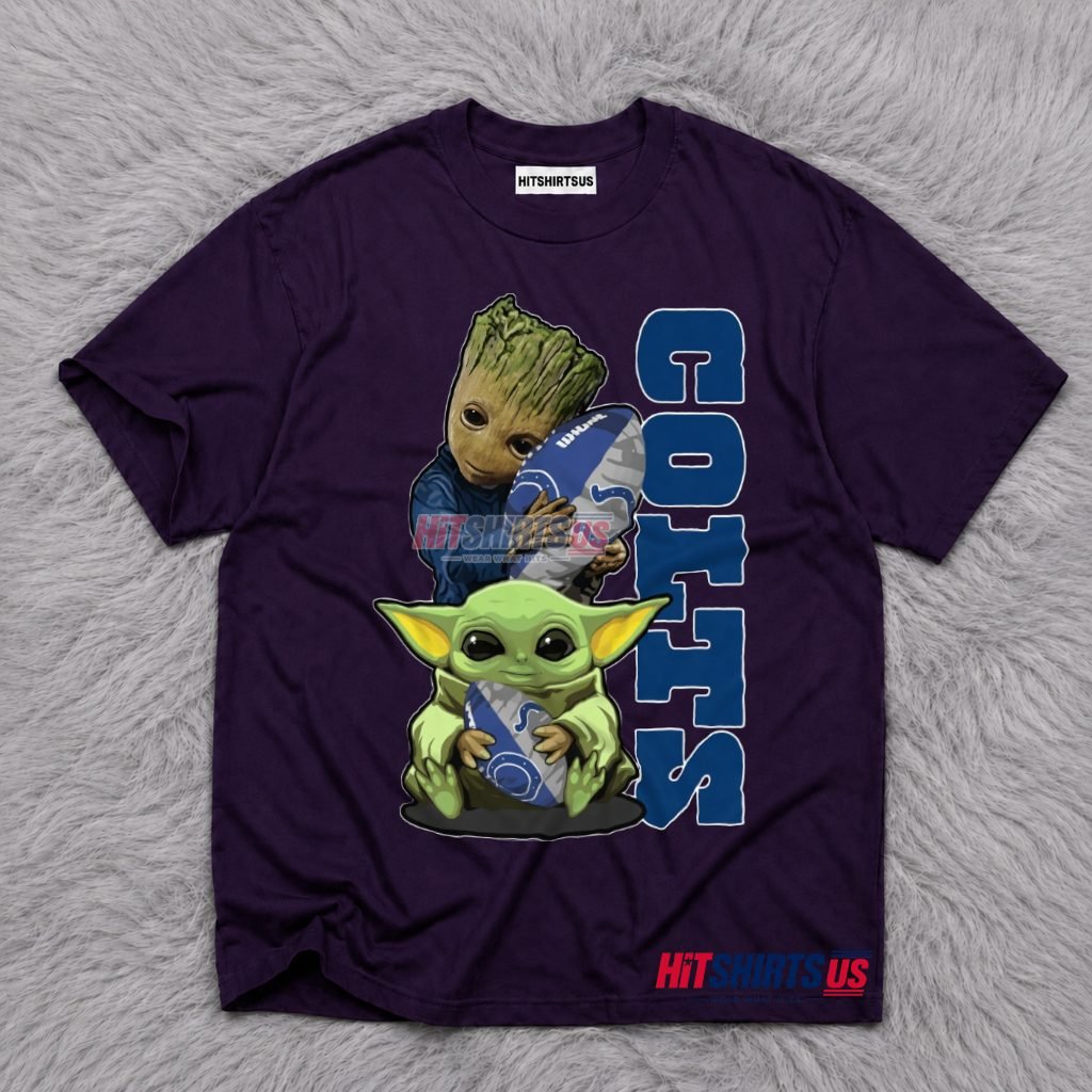 Baby Groot Yoda Indianapolis Colts Football Fan T-Shirt