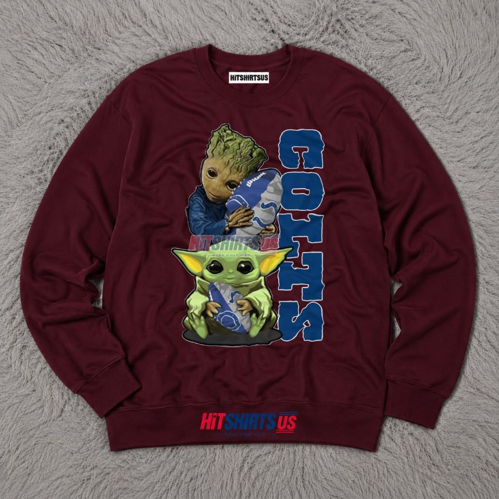 Baby Groot Yoda Indianapolis Colts Football Fan Long Sleeve Baby Groot Yoda Indianapolis Colts Football Fan Long Sleeve