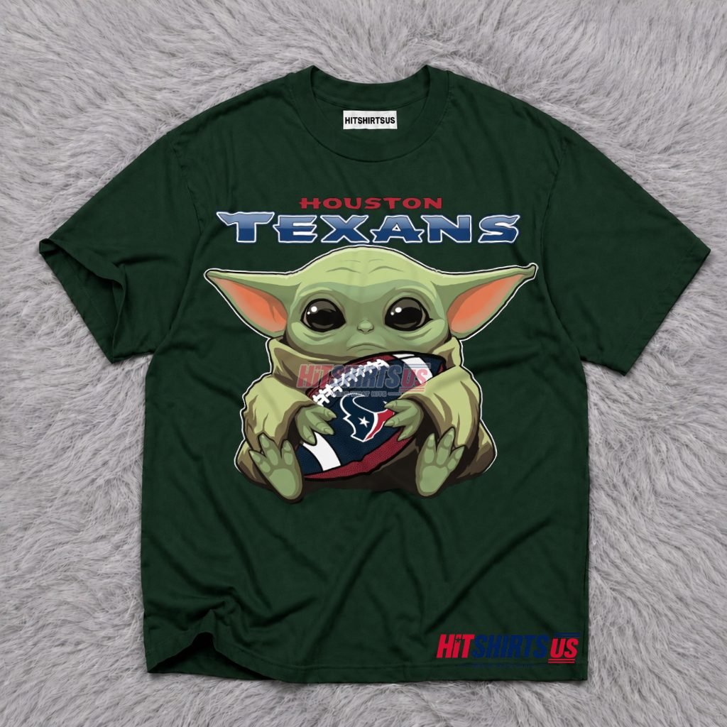 Baby Yoda Grogu Houston Texans Football Fan T-Shirt