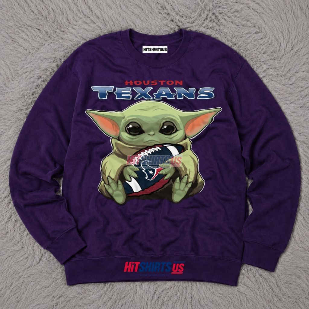 Baby Yoda Grogu Houston Texans Football Fan Long Sleeve Baby Yoda Grogu Houston Texans Football Fan Long Sleeve