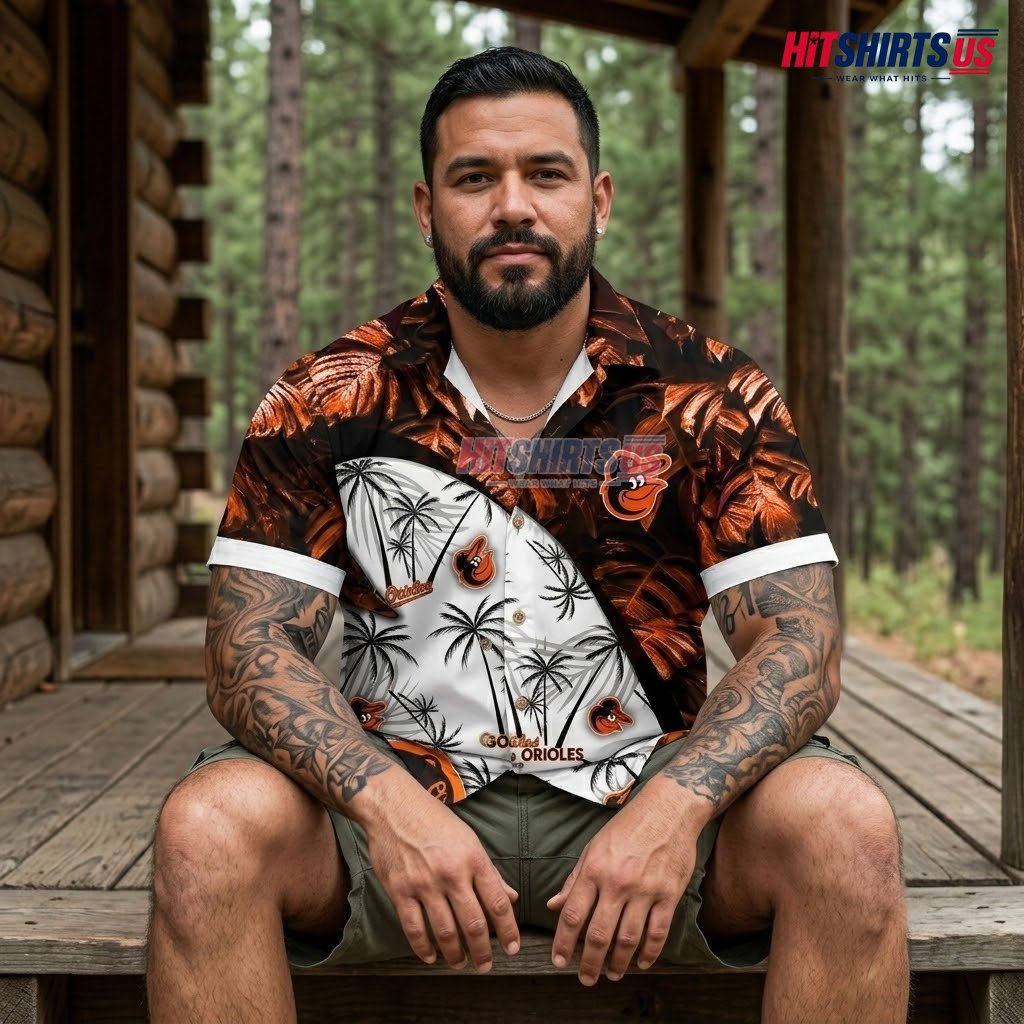 Baltimore Orioles Aloha Shirt MLB Go Orioles Coconut Tree Back Baltimore Orioles Aloha Shirt MLB Go Orioles Coconut Tree Back