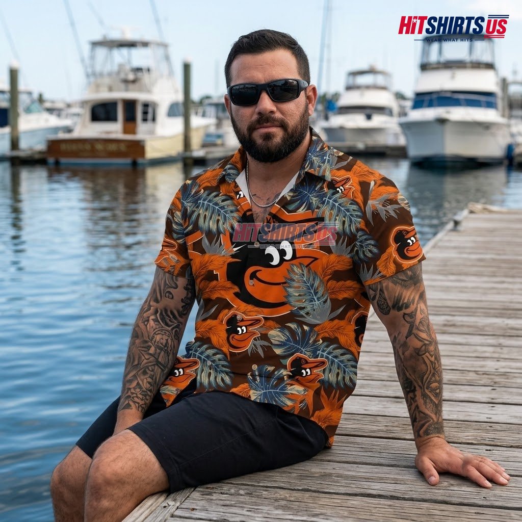 Baltimore Orioles Hawaiian Shirt MLB Monstera Leaf Summer Back Baltimore Orioles Hawaiian Shirt MLB Monstera Leaf Summer Back