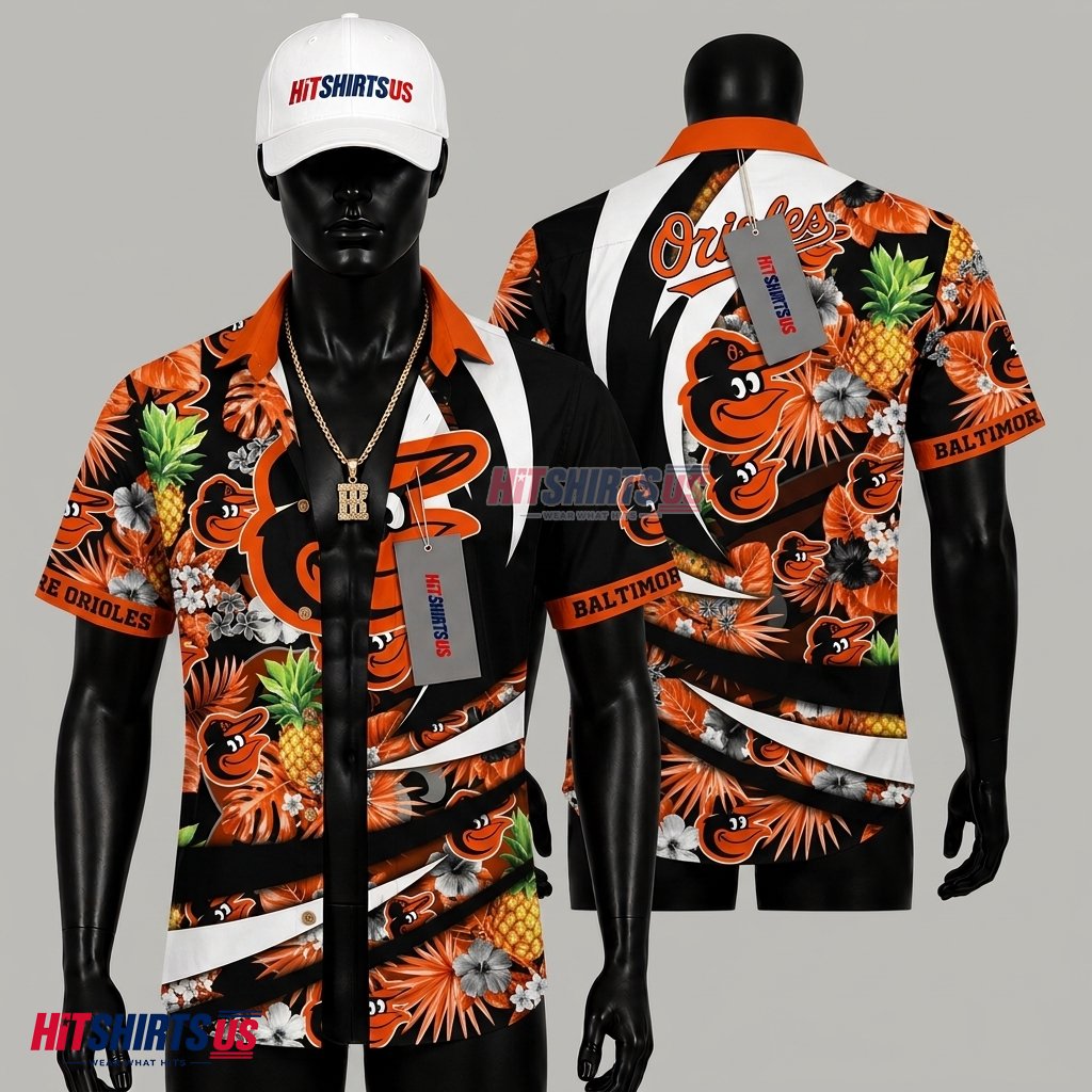 Baltimore Orioles Hawaiian Shirt MLB Pineapple Tropical Pattern Front