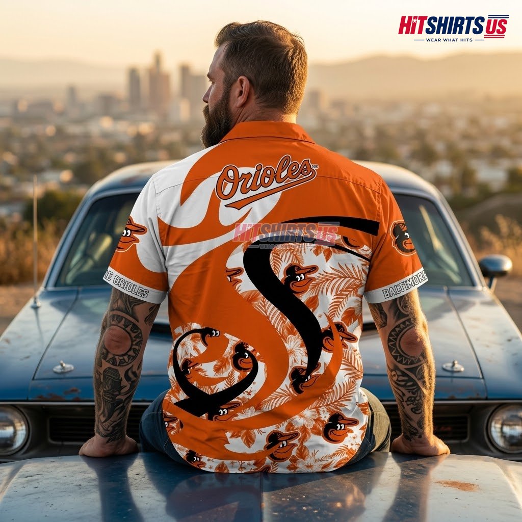 Baltimore Orioles Hawaiian Shirt Swirl Fern Mascot Design Version 3 Baltimore Orioles Hawaiian Shirt Swirl Fern Mascot Design Version 3