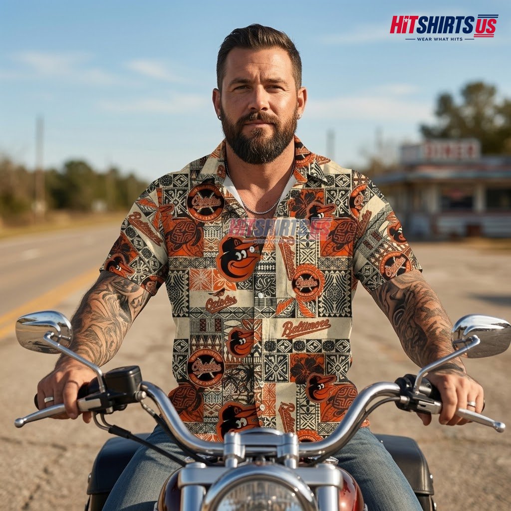 Baltimore Orioles Hawaiian Shirt Tribal Patchwork Turtle Pattern Back Baltimore Orioles Hawaiian Shirt Tribal Patchwork Turtle Pattern Back