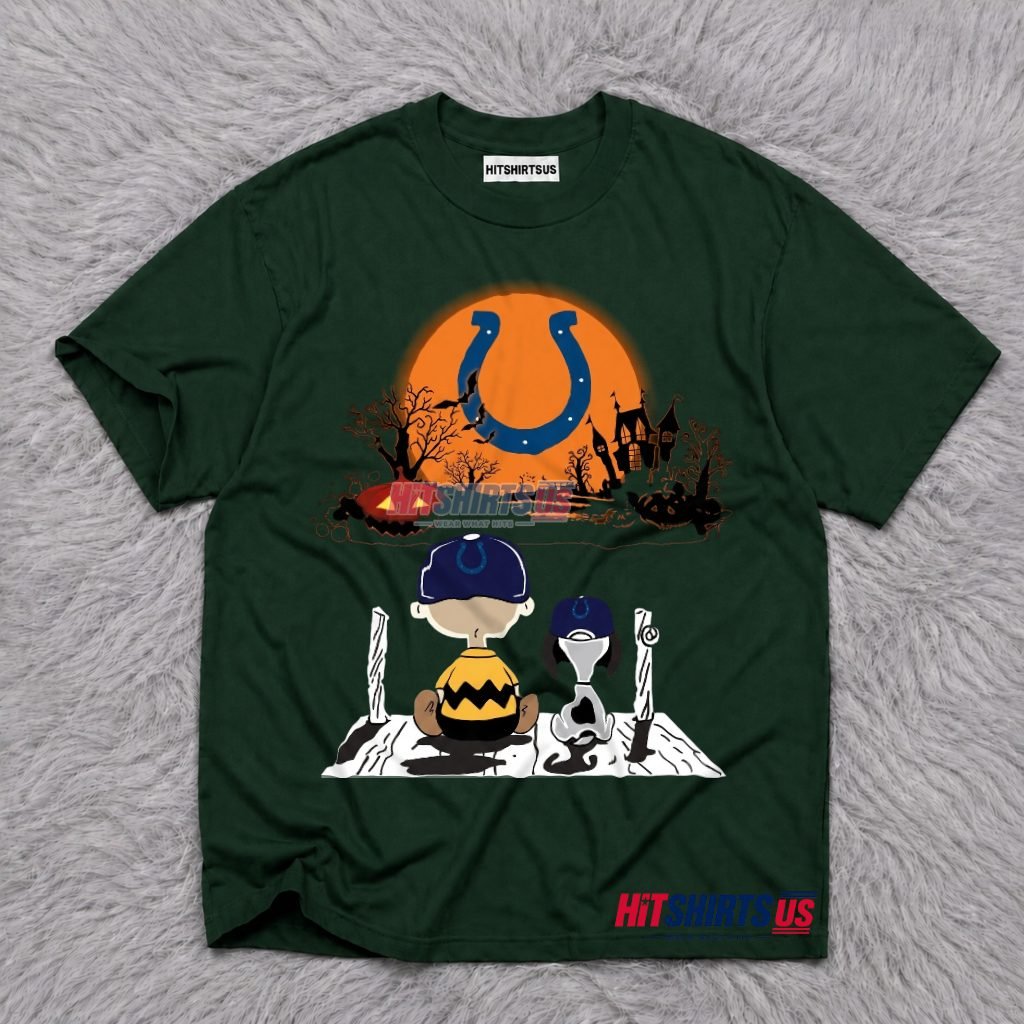Charlie Brown Snoopy Halloween Moon Indianapolis Colts T-Shirt