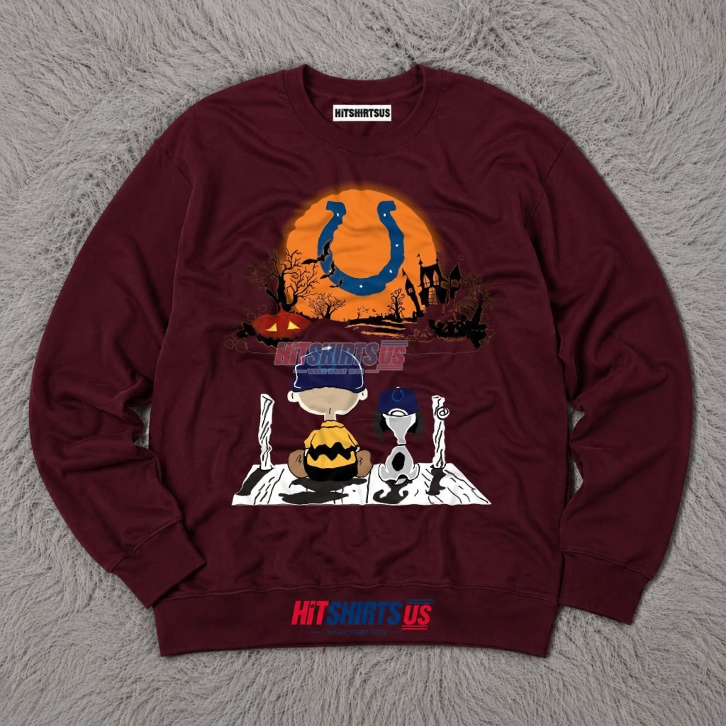 Charlie Brown Snoopy Halloween Moon Indianapolis Colts Long Sleeve Charlie Brown Snoopy Halloween Moon Indianapolis Colts Long Sleeve