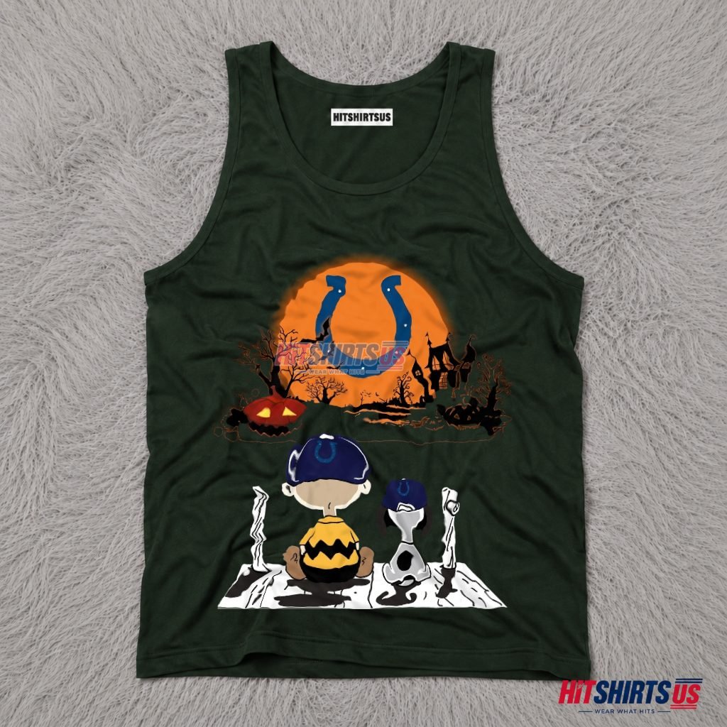 Charlie Brown Snoopy Halloween Moon Indianapolis Colts Tank Top Charlie Brown Snoopy Halloween Moon Indianapolis Colts Tank Top