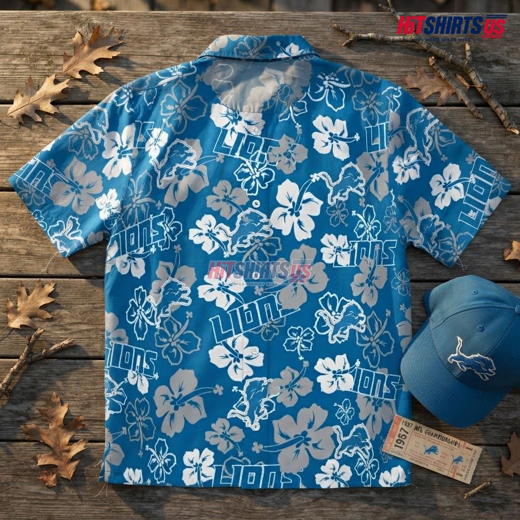 Detroit Lions Hawaiian Shirt Hibiscus Floral Print Pattern Version 3 Detroit Lions Hawaiian Shirt Hibiscus Floral Print Pattern Version 3