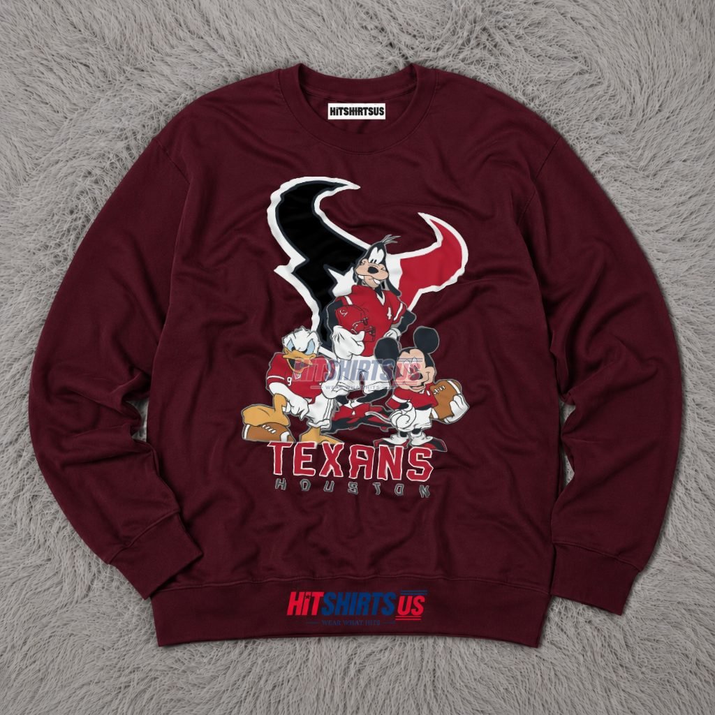 Disney Mickey Mouse Goofy Donald Duck Houston Texans Long Sleeve Disney Mickey Mouse Goofy Donald Duck Houston Texans Long Sleeve