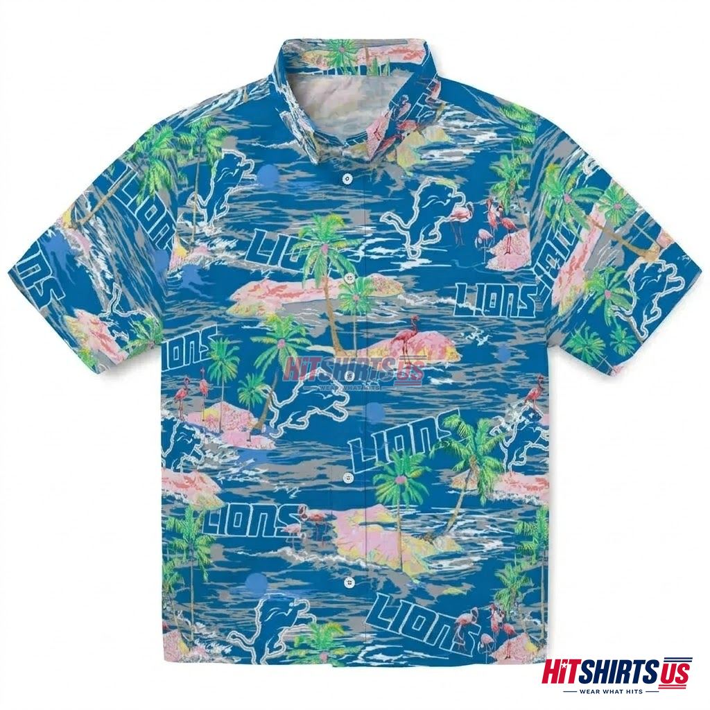 Flamingo Island Detroit Lions Tropical Shirt Front