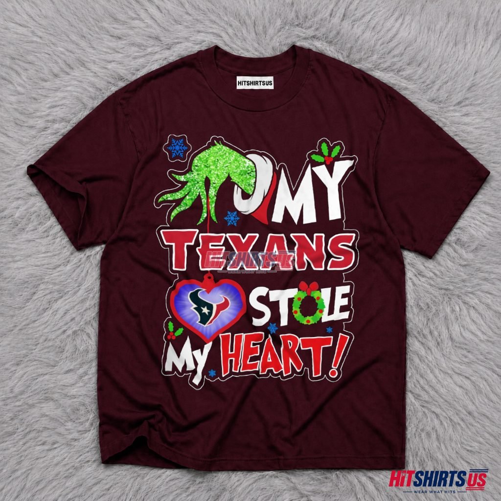 Grinch Houston Texans Stole My Heart Christmas T-Shirt