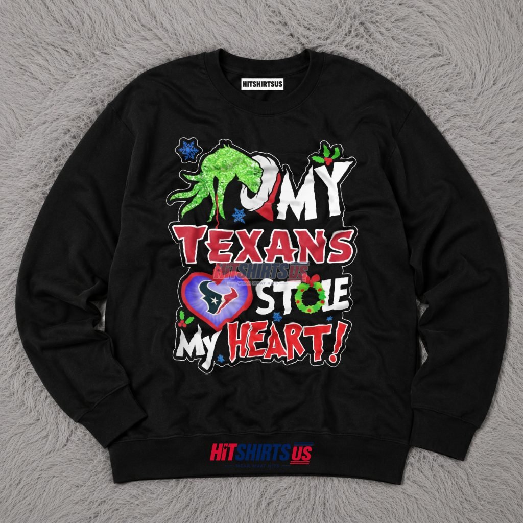 Grinch Houston Texans Stole My Heart Christmas Long Sleeve Grinch Houston Texans Stole My Heart Christmas Long Sleeve