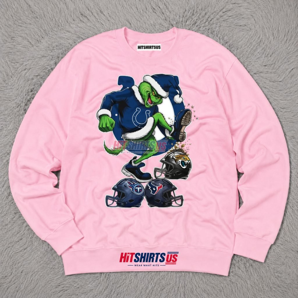 Grinch Kicking Titans Texans Jaguars Indianapolis Colts Long Sleeve Grinch Kicking Titans Texans Jaguars Indianapolis Colts Long Sleeve