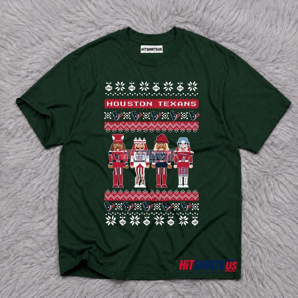Houston Texans Nutcracker Ugly Christmas Pattern T-Shirt