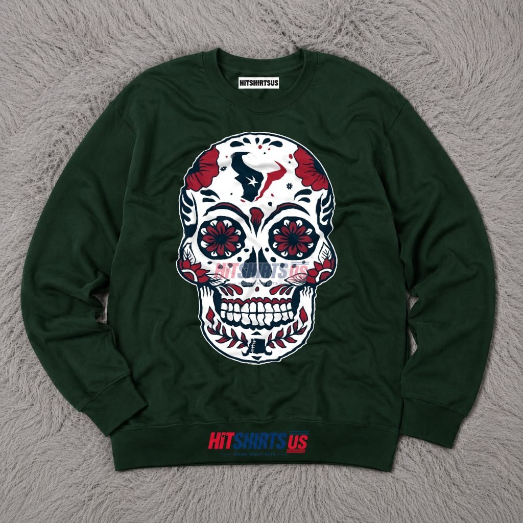 Houston Texans Sugar Skull Floral Day Of The Dead Long Sleeve Houston Texans Sugar Skull Floral Day Of The Dead Long Sleeve