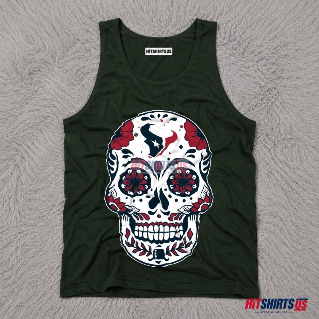 Houston Texans Sugar Skull Floral Day Of The Dead Tank Top Houston Texans Sugar Skull Floral Day Of The Dead Tank Top