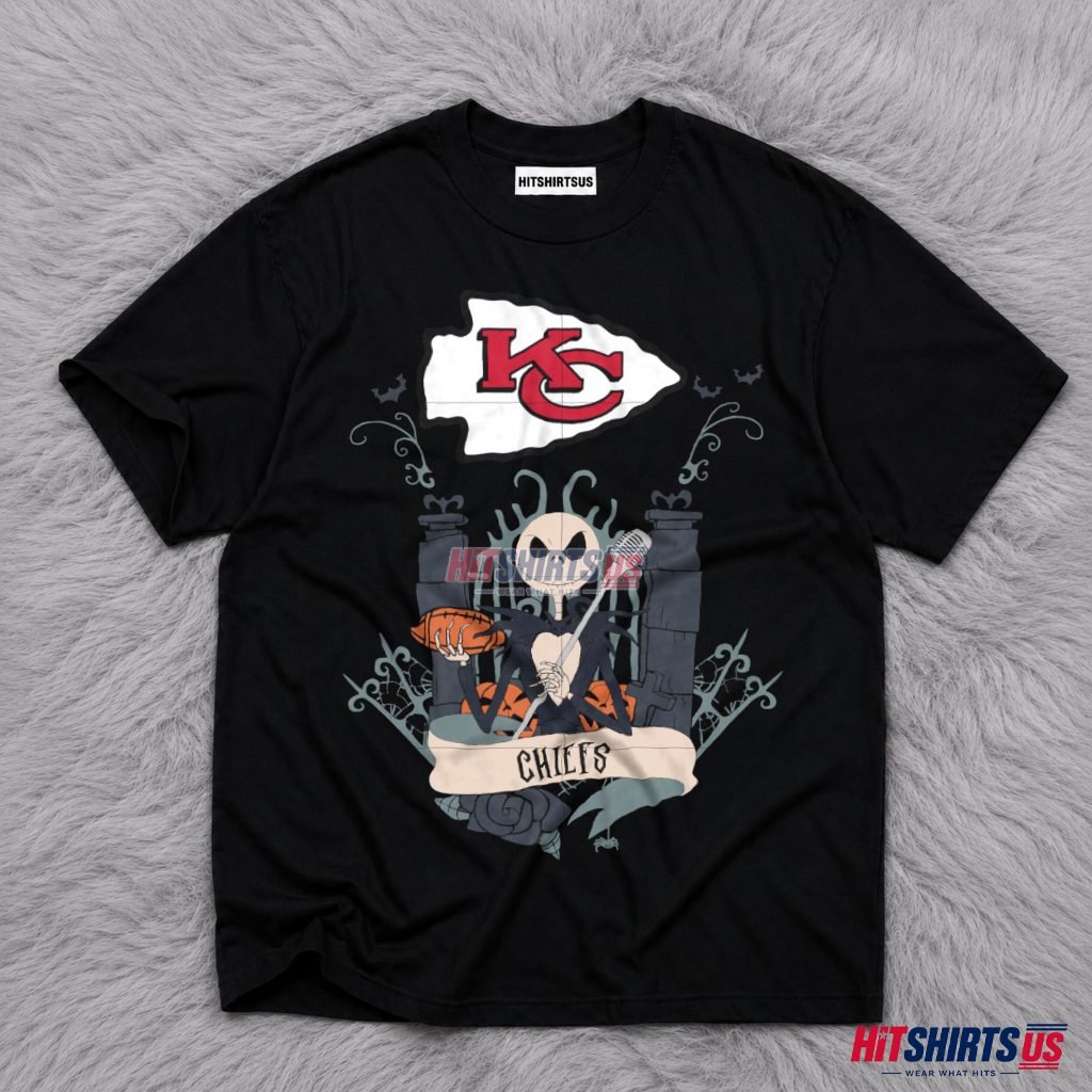 Jack Skellington Kansas City Chiefs Gothic Football T-Shirt